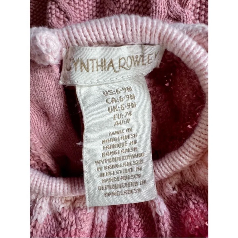 CYNTHIA ROWLEY little girls knit sweater dress blush pink size 6-9 months